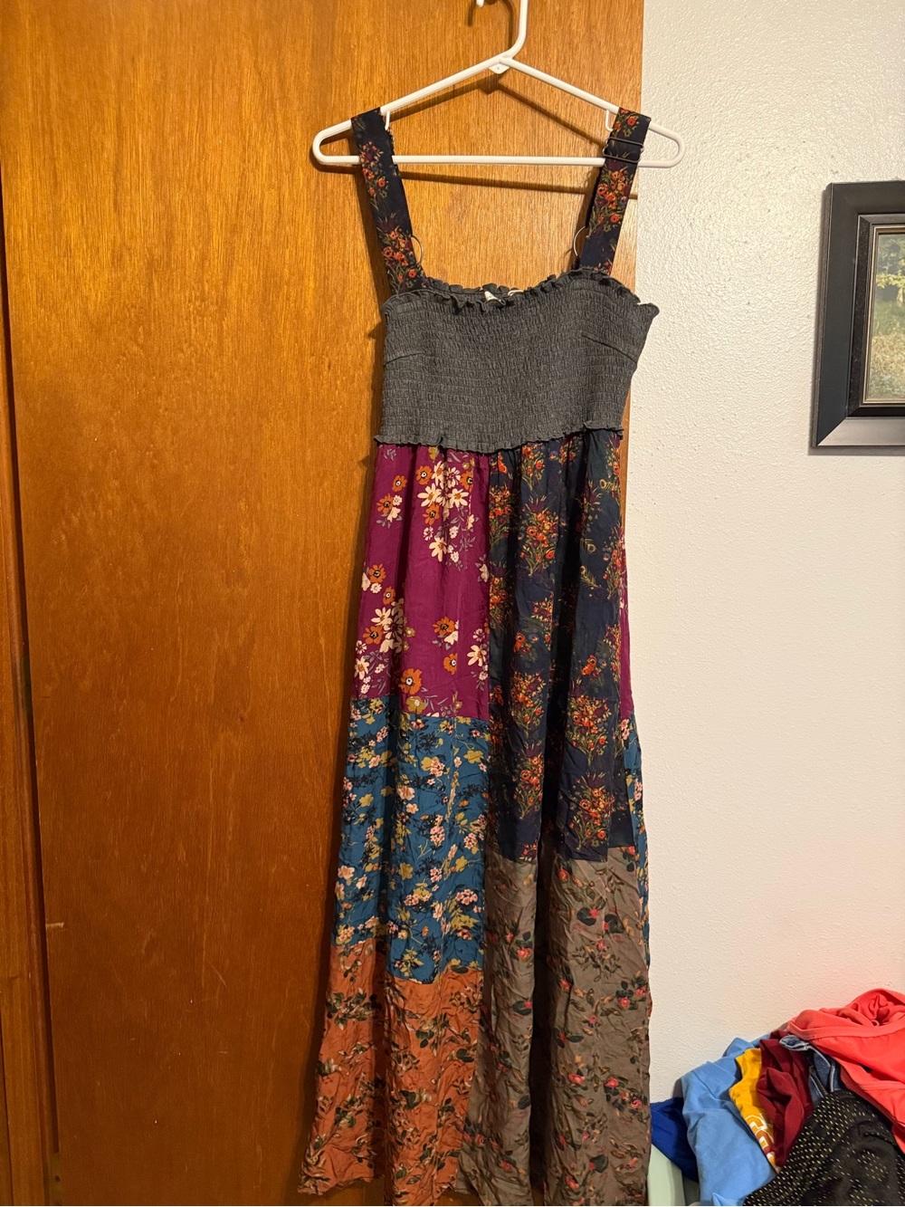 NATURAL LIFE Multi-Color Patchwork Floral Maxi Dress. Runs big - Picture 3 of 5